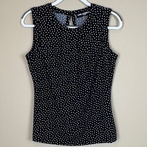Karl Lagerfeld Paris Black with White Polka Dot Sleeveless Pullover Blouse